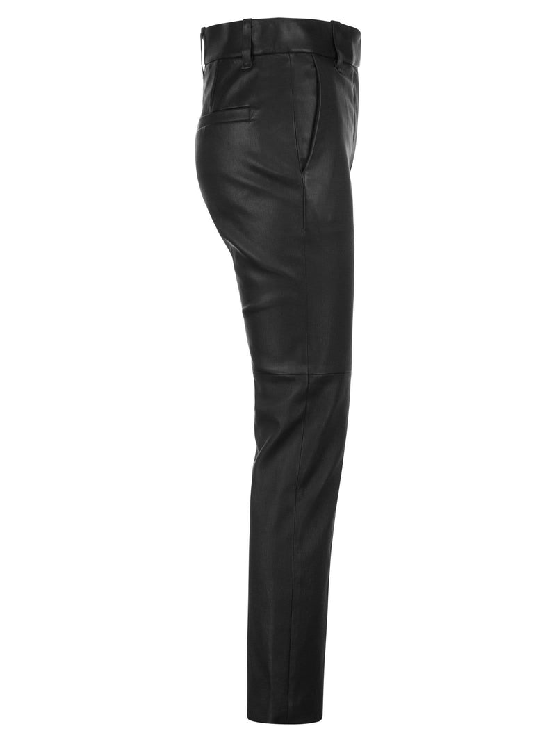 Brunello Cucinelli Stretch Nappa Leather Cigarette Trousers - Women - Piano Luigi