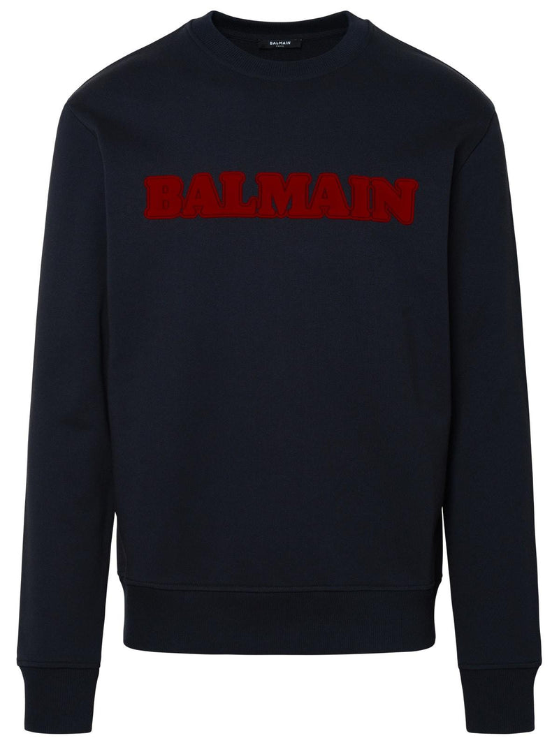 Balmain Blue Cotton Sweatshirt - Men - Piano Luigi