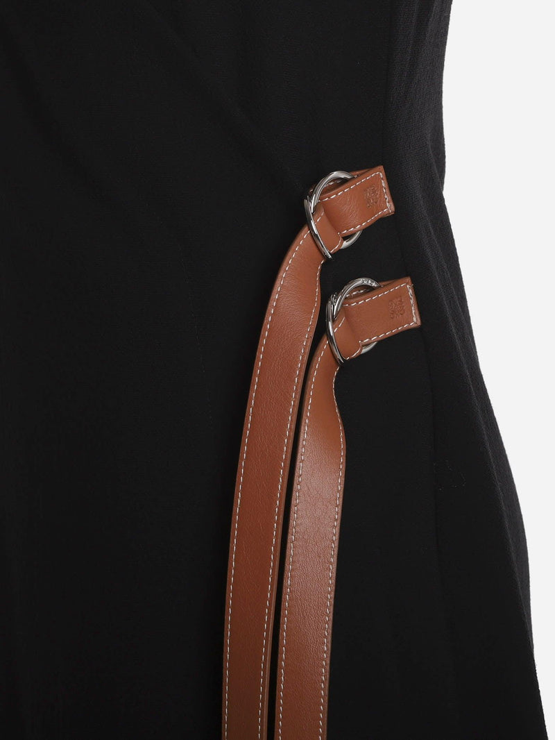 Loewe Wrap Midi Dress In Wool With Leather Belt - Women - Piano Luigi