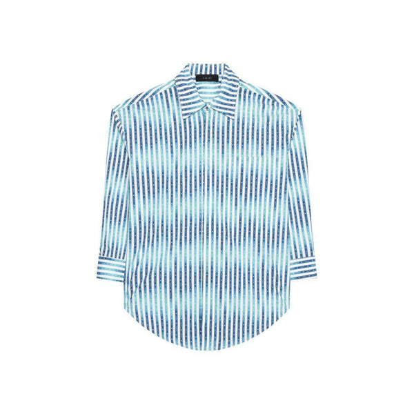 AMIRI All-over Striped Logo Motif Buttoned Shirt - Women - Piano Luigi