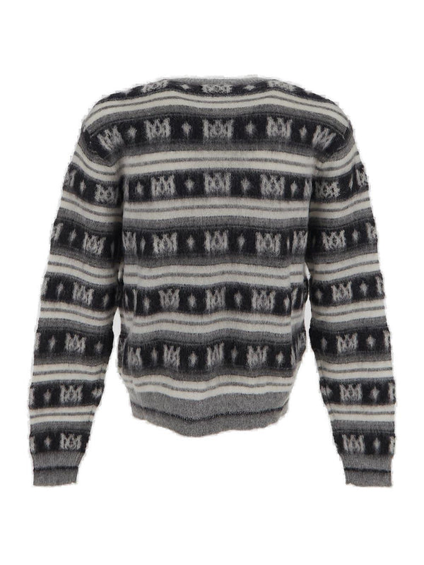 AMIRI Logo Jacquard Crewneck Knitted Jumper - Men - Piano Luigi