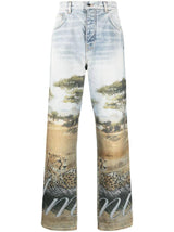 AMIRI Straight Jeans With Cheetah Print - Men - Piano Luigi