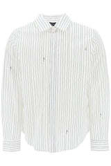 AMIRI Striped Long-sleeved Concealed Button Shirt - Men - Piano Luigi