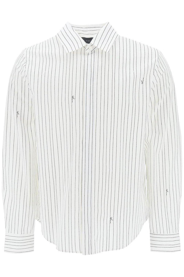 AMIRI Striped Long-sleeved Concealed Button Shirt - Men - Piano Luigi