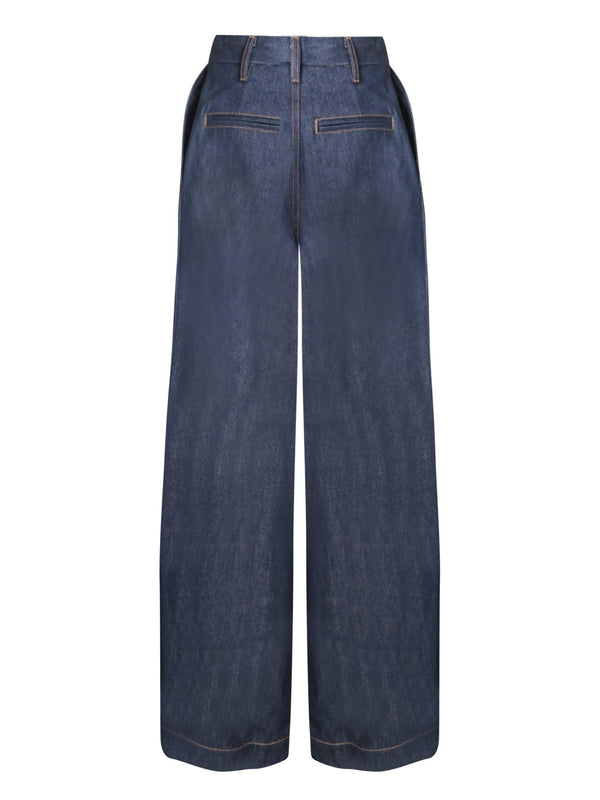 AMIRI Wide Leg Blue Jeans - Women - Piano Luigi