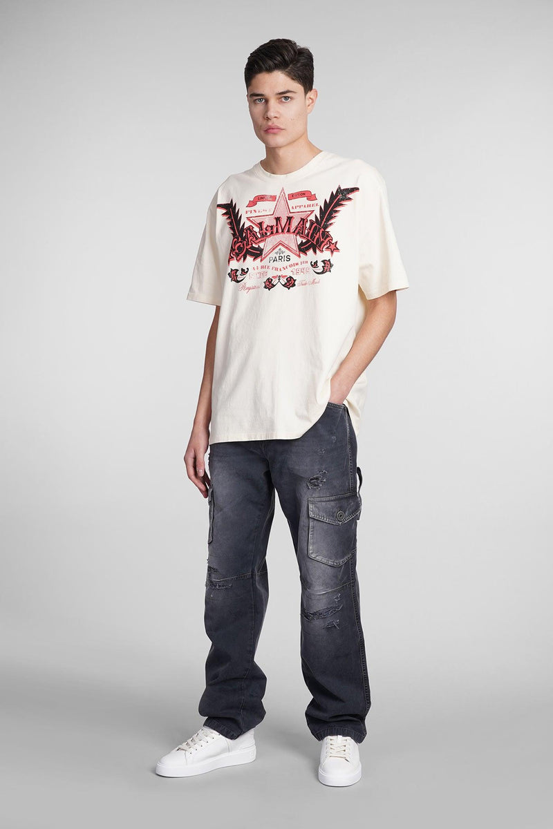 Balmain T-shirt In Beige Cotton - Men - Piano Luigi