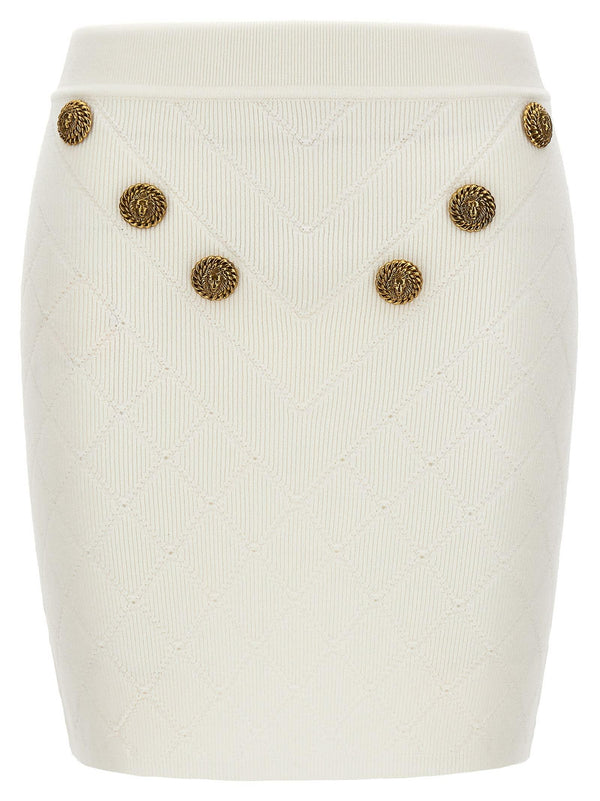 Balmain Logo Button Knitted Skirt - Women - Piano Luigi