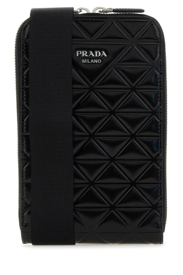 Prada Black Leather Phone Case - Men - Piano Luigi