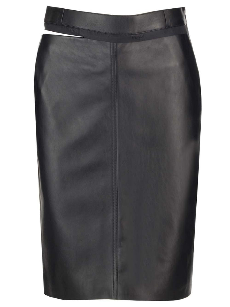 Fendi Leather Midi Skirt - Women - Piano Luigi