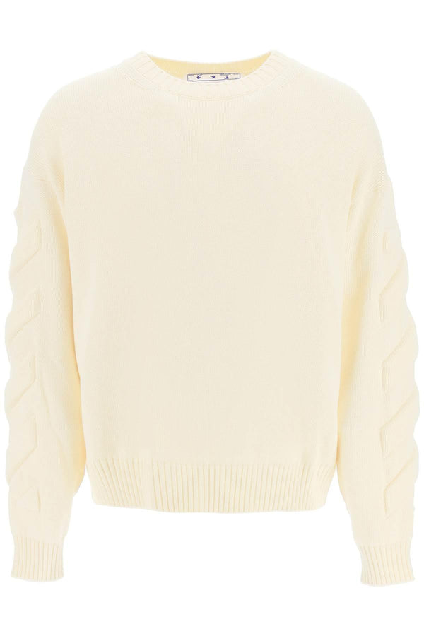 Off-White Cream Sweater With Embossed Detailing - Men - Piano Luigi