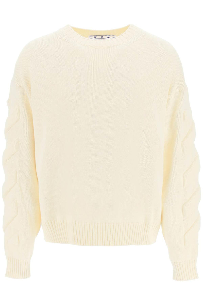 Off-White Cream Sweater With Embossed Detailing - Men - Piano Luigi