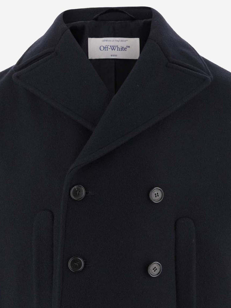 Off-White Double-breasted Long-sleeved Peacoat - Men - Piano Luigi