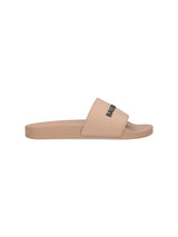 Balenciaga Beige Slide Sandals With Logo In Rubber Man - Men - Piano Luigi