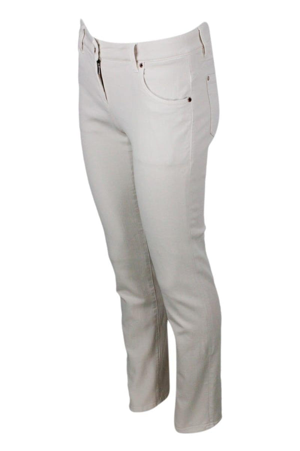 Brunello Cucinelli Five-pocket Garment-dyed Stretch Denim Trousers. Slim Model - Women - Piano Luigi