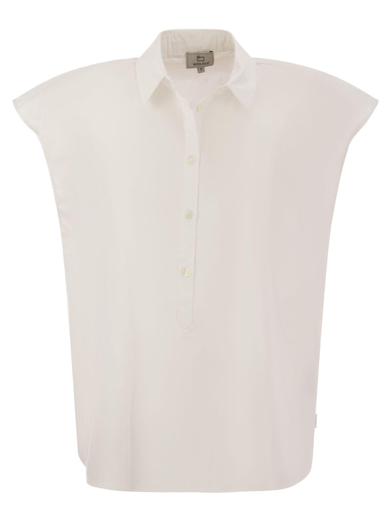 Woolrich Short-sleeved Blouse In Pure Cotton Poplin - Women - Piano Luigi