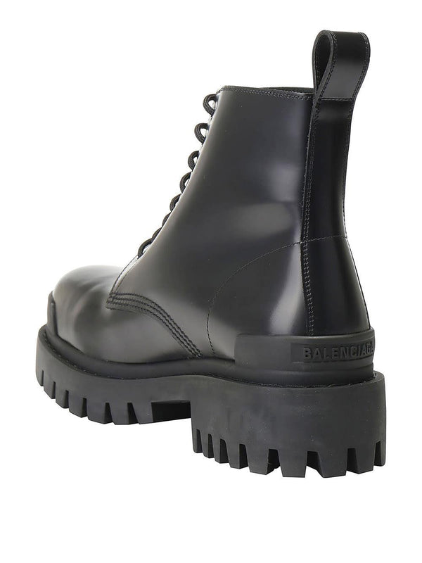 Balenciaga Strike Leather Combat Boots - Men