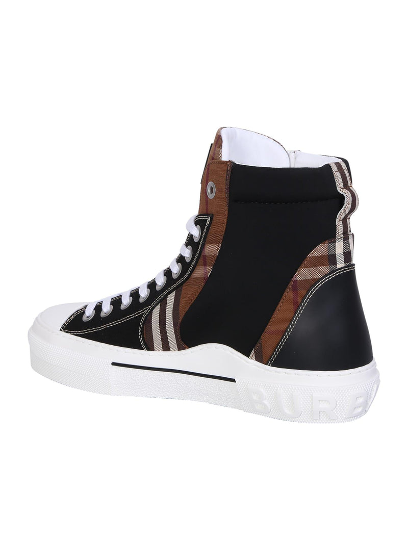 Burberry Sneakers High Dark Birch Brown Check - Men - Piano Luigi