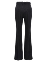 Balmain Black Lurex Striped Flare Trousers - Women - Piano Luigi