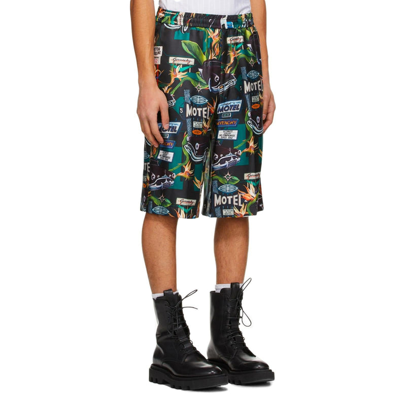 Givenchy Motel Print Silk Shorts - Men - Piano Luigi