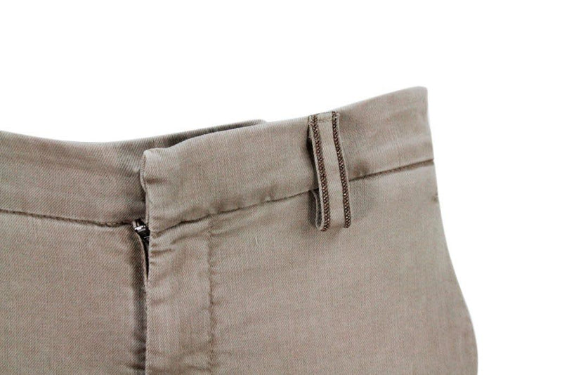 Brunello Cucinelli Cigarette Trousers In Stretch Cotton Drill With Monili On The Loop - Women - Piano Luigi