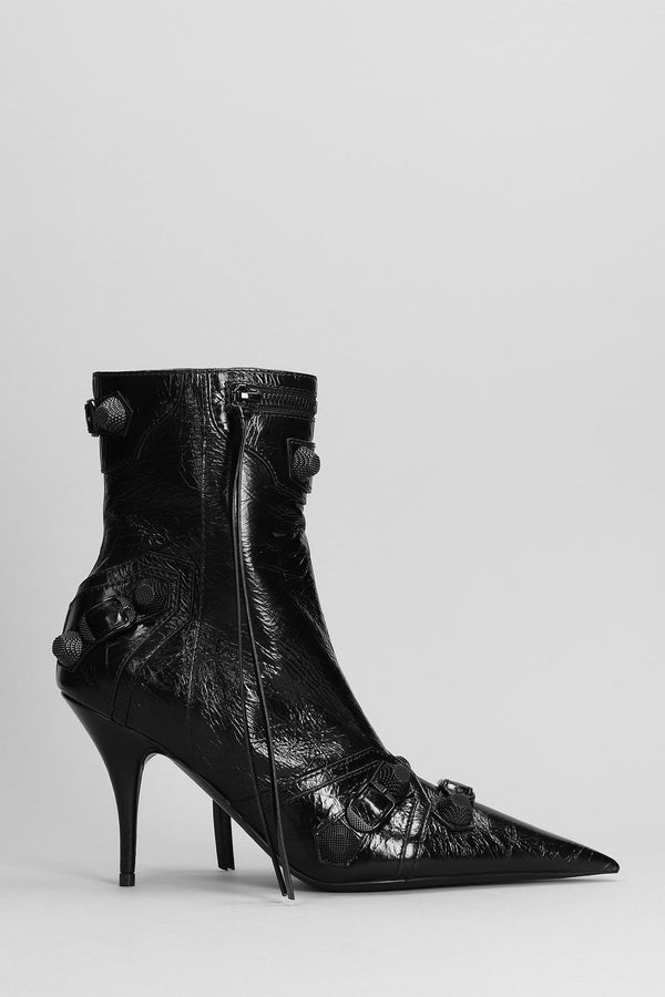 Balenciaga Cagole Bootie High Heels Ankle Boots In Black Leather - Women - Piano Luigi