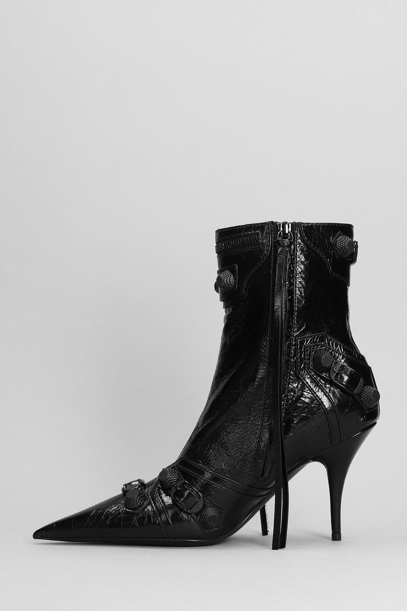 Balenciaga Cagole Bootie High Heels Ankle Boots In Black Leather - Women - Piano Luigi