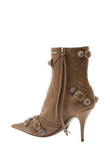 Balenciaga cagole Brown Pointed Bootie With Studs And Buckles In Leather Woman - Women - Piano Luigi