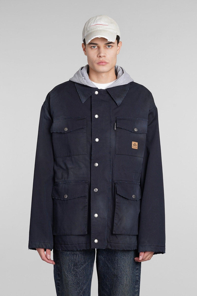 Balenciaga Casual Jacket In Blue Cotton - Men - Piano Luigi