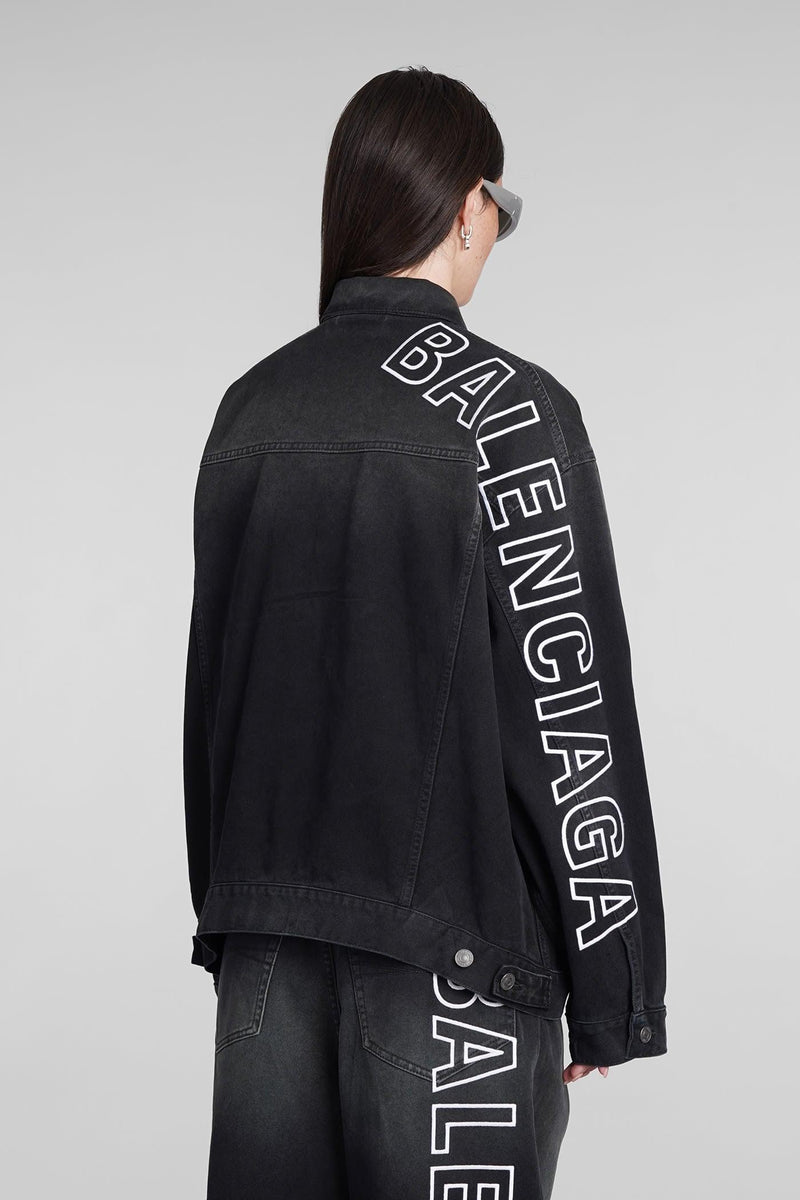 Balenciaga Denim Jackets In Black Cotton - Women - Piano Luigi