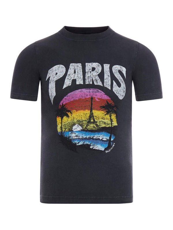 Balenciaga Fitted T-shirt Paris Tropical Str Jersey Peel - Men - Piano Luigi