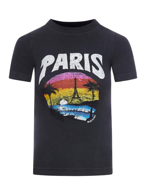 Balenciaga Fitted T-shirt Paris Tropical Str Jersey Peel - Women - Piano Luigi