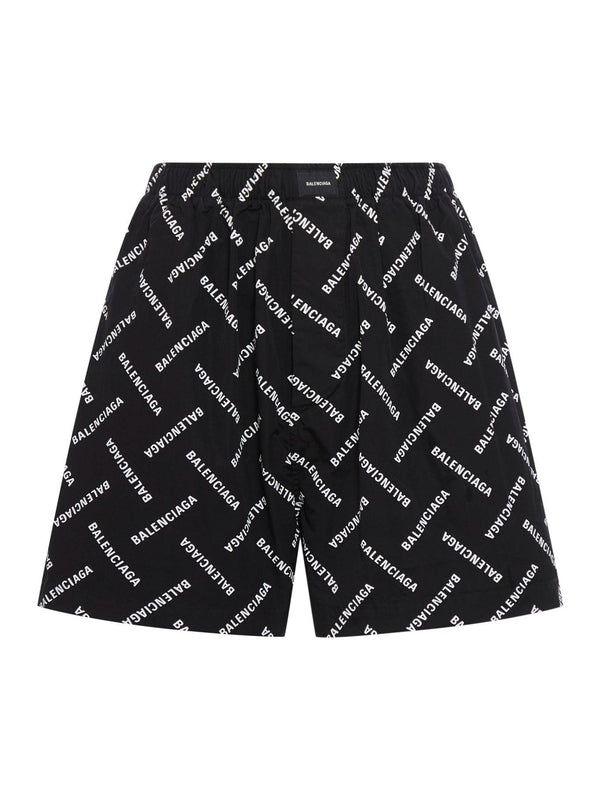 Balenciaga Pyjama Shorts Bal Diagonal Allover Poplin - Men - Piano Luigi