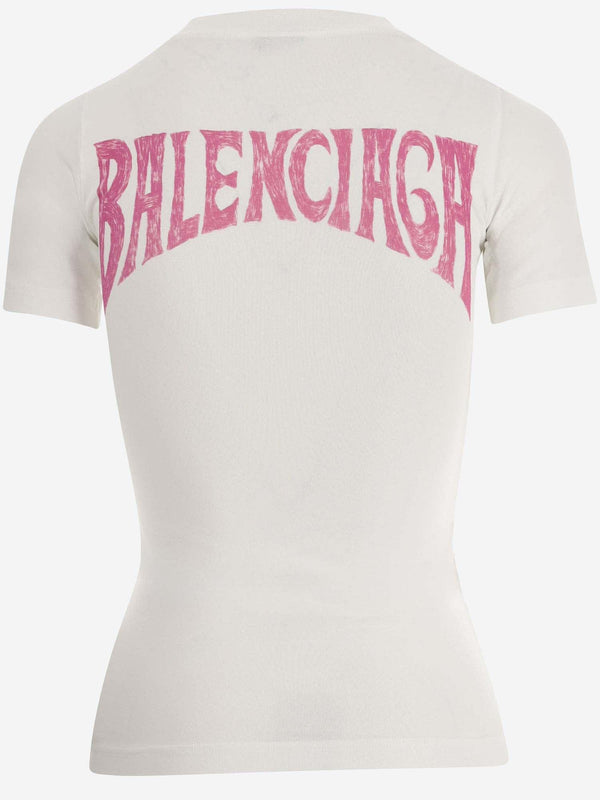 Balenciaga Stretch Cotton T-shirt With Graphic Print - Women - Piano Luigi