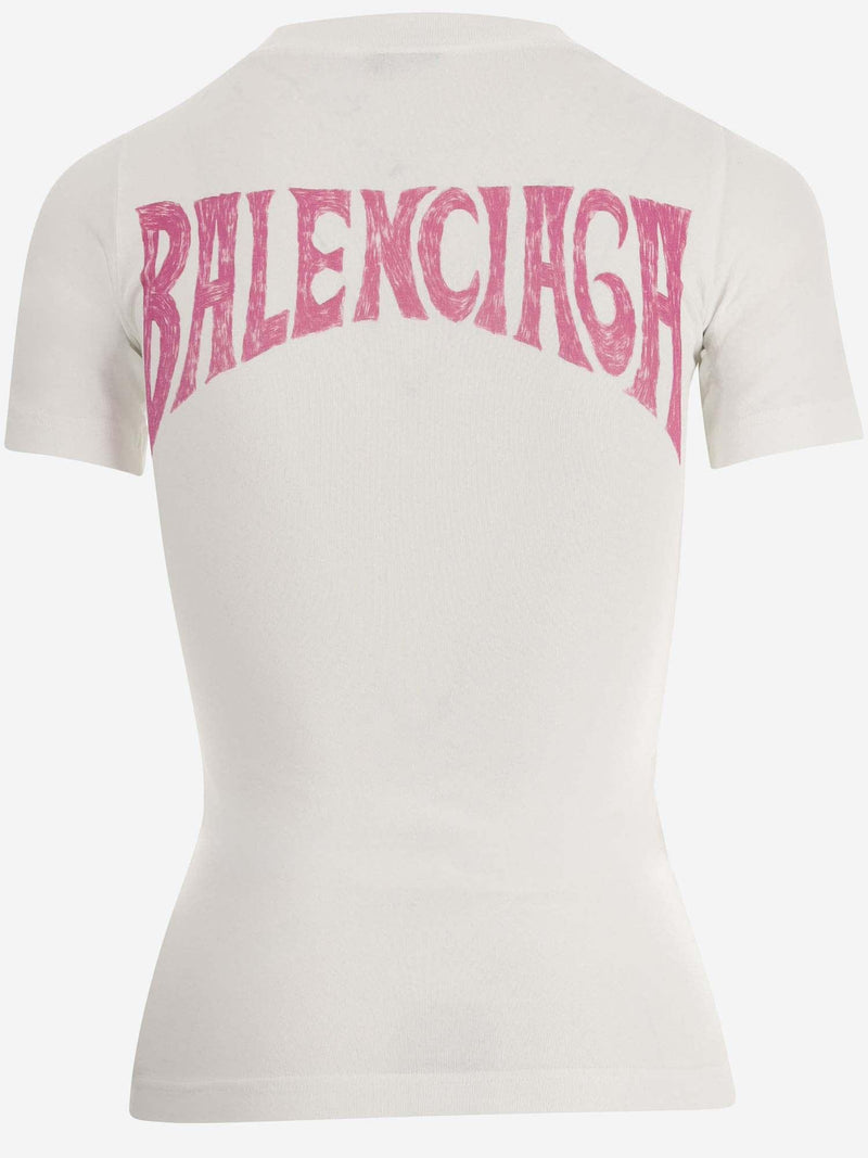 Balenciaga Stretch Cotton T-shirt With Graphic Print - Women - Piano Luigi