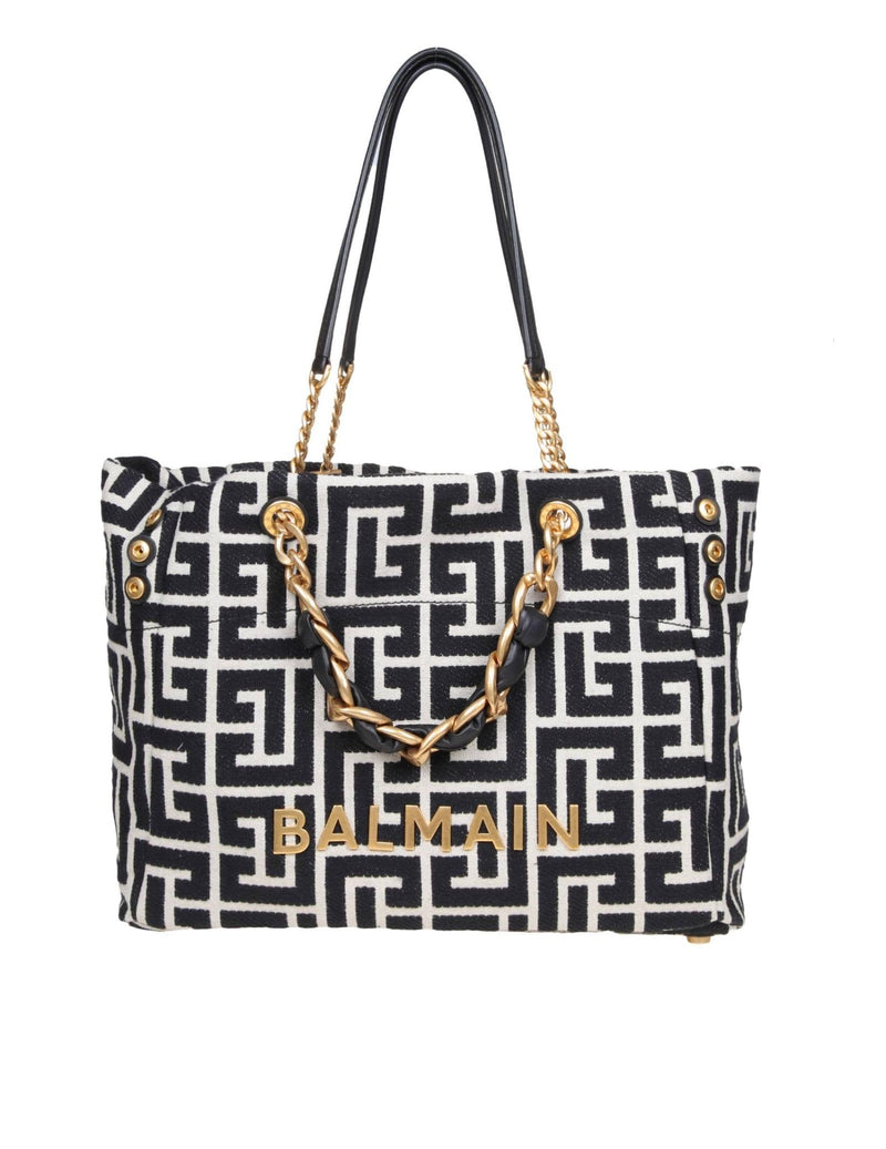 Balmain 1945 Shopper Bag In Monogram Jacquard - Women - Piano Luigi