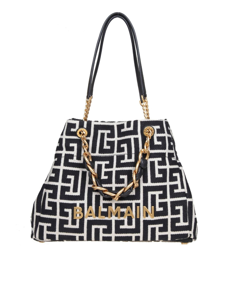 Balmain 1945 Shopper Bag In Monogram Jacquard - Women - Piano Luigi