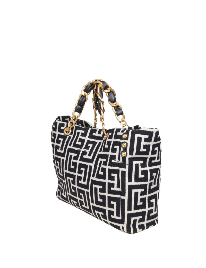 Balmain 1945 Shopper Bag In Monogram Jacquard - Women - Piano Luigi