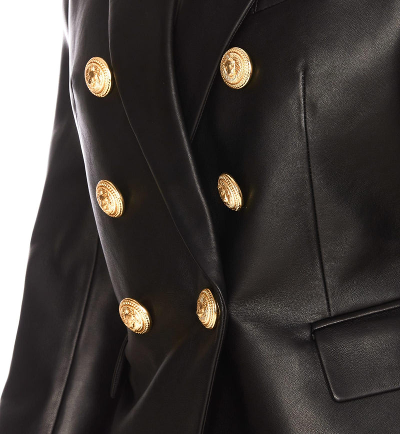 Balmain 6 Buttons Classic Leather Jacket - Women - Piano Luigi