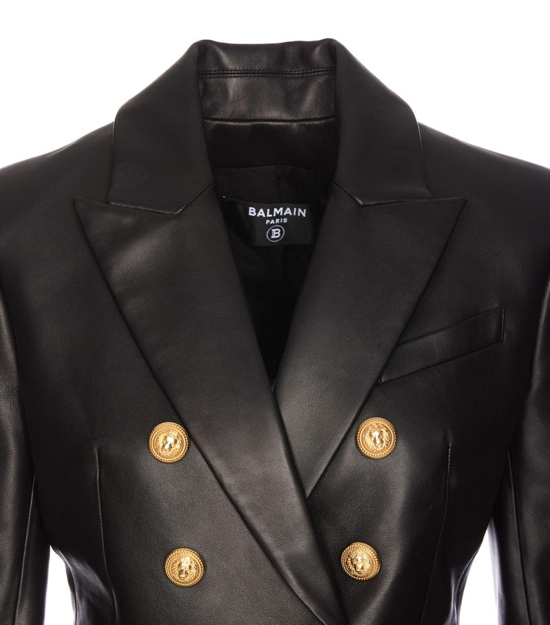 Balmain 6 Buttons Classic Leather Jacket - Women - Piano Luigi