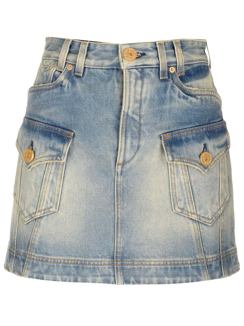 Balmain A-line Mini Denim Skirt - Women - Piano Luigi