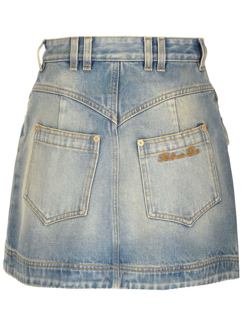 Balmain A-line Mini Denim Skirt - Women - Piano Luigi