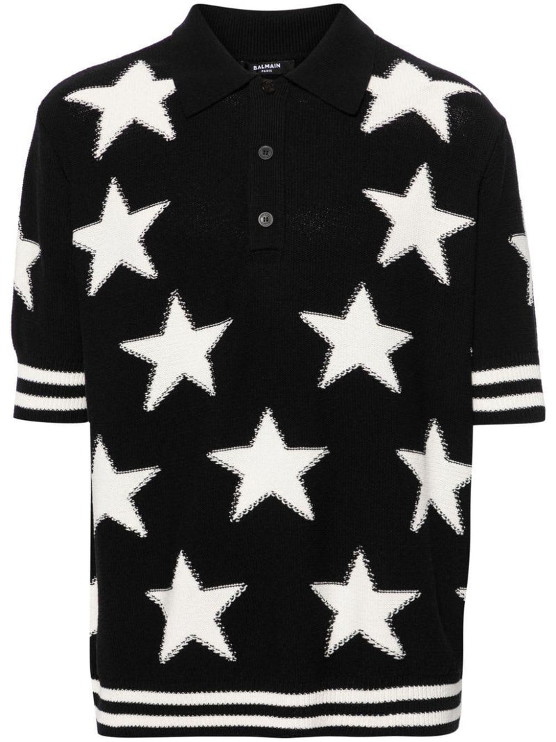 Balmain Ao Stars Cotton Polo - Men - Piano Luigi