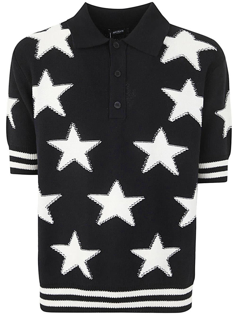 Balmain Ao Stars Cotton Polo - Men - Piano Luigi