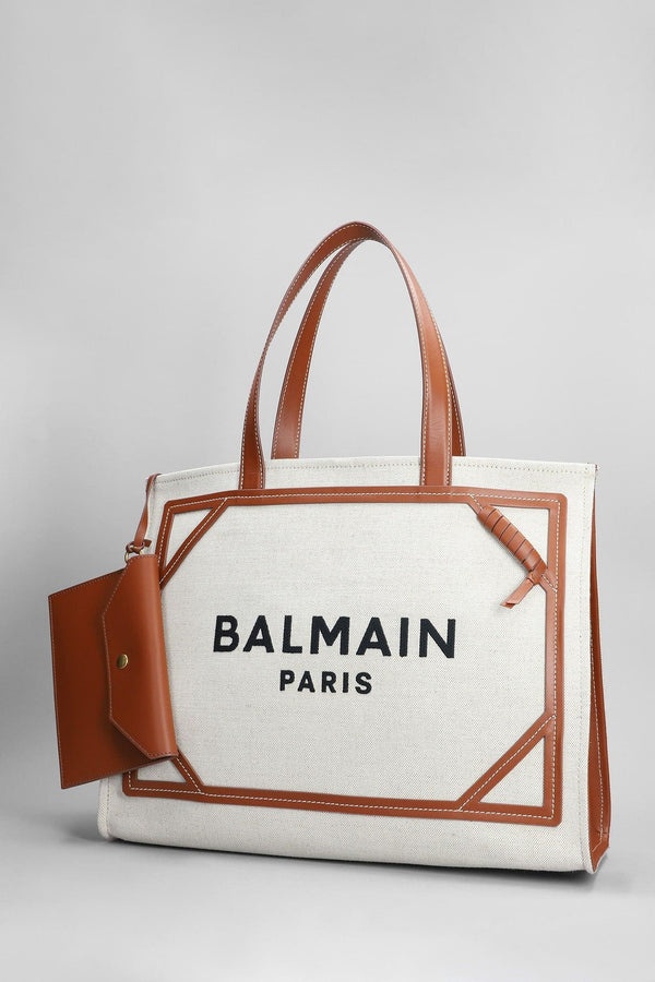 Balmain B Army Tote In Beige Cotton - Women - Piano Luigi