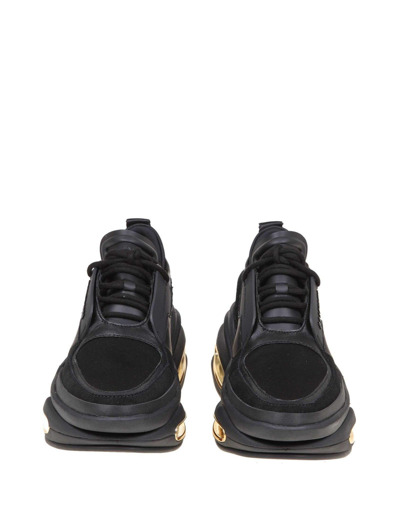 Balmain B-bold Sneakers In Black Leather And Fabric - Men - Piano Luigi