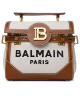 Balmain b-buzz 23 Brown Leather And Fabric Bag - Women - Piano Luigi