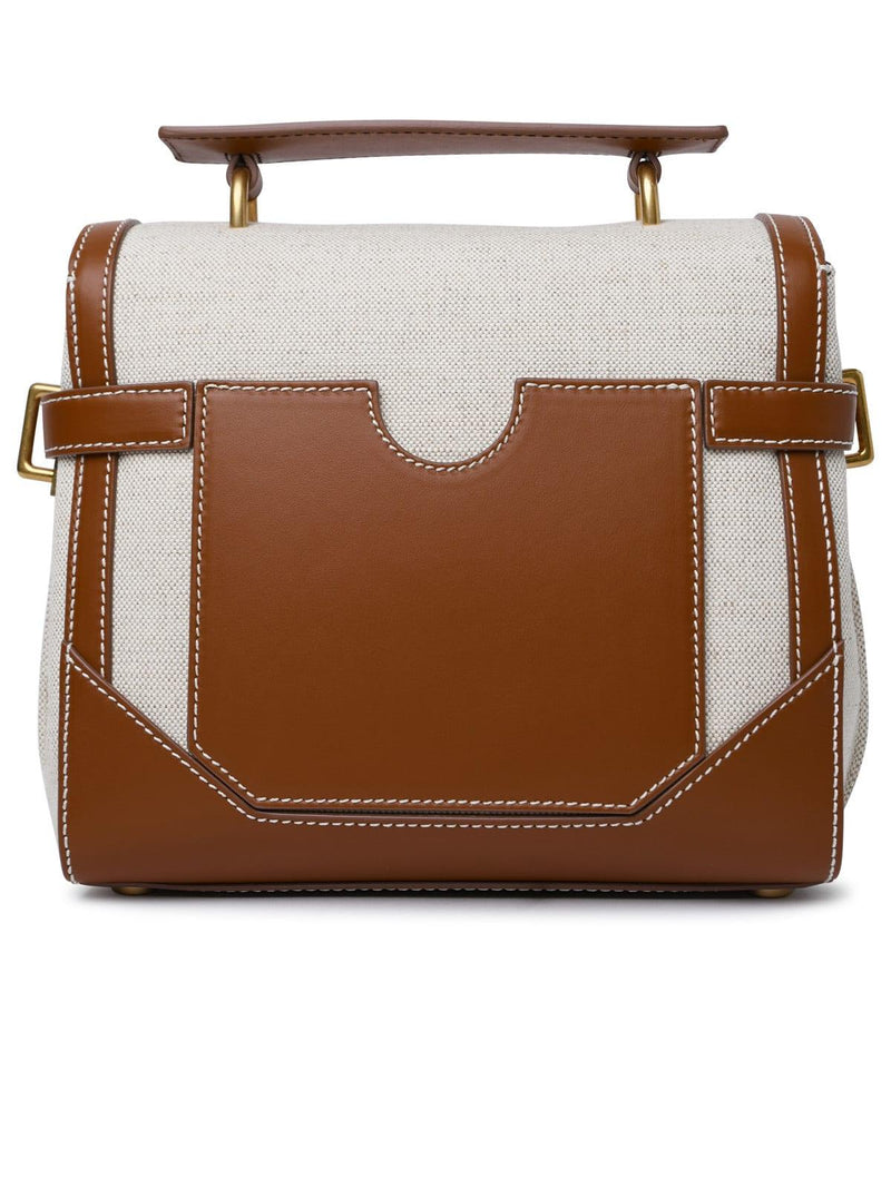 Balmain b-buzz 23 Brown Leather And Fabric Bag - Women - Piano Luigi