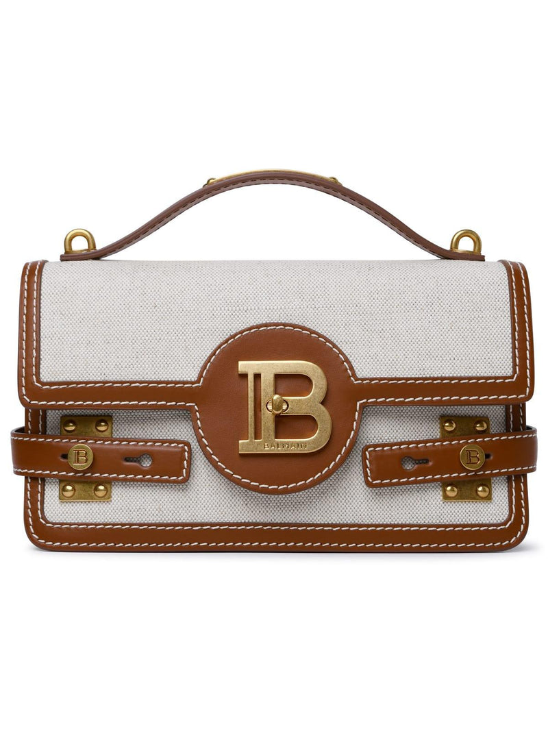 Balmain b-buzz 24 Brown Leather And Fabric Bag - Women - Piano Luigi