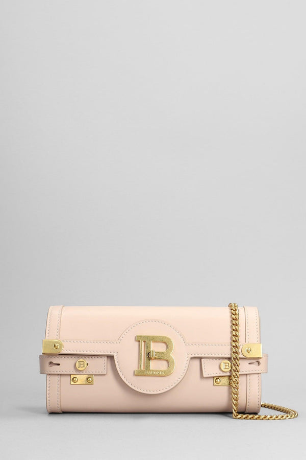 Balmain B Buzz Clutch In Rose-pink Leather - Women - Piano Luigi