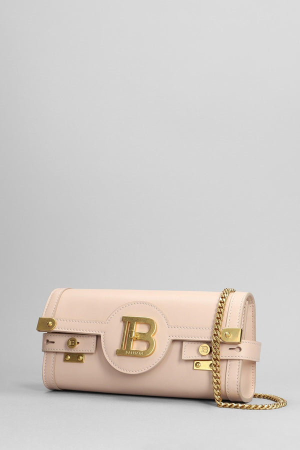 Balmain B Buzz Clutch In Rose-pink Leather - Women - Piano Luigi